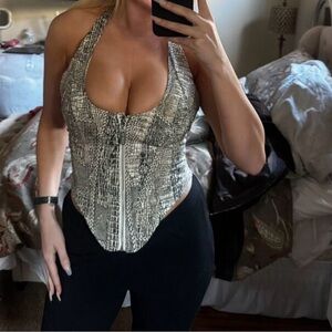 Stylish Snake Print Halter Top